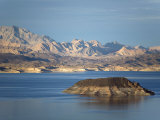 Lake Mead at Dusk with Rugged Landscape Photographic Print by Scott Warren