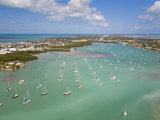 Sailboats Anchored in Orderly Rows in a Florida Key Lagoon Photographic Print by Mike Theiss 