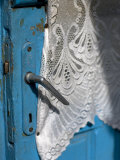 Lace Curtain and a Blue Door Photographic Print by David Evans