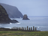 Moai Along the Coast of Easter Island at Ahu Tongariki Photographic Print by Stephen Alvarez