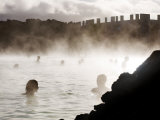 People Relaxing in the Blue Lagoon Geothermal Hot Springs Photographic Print by Mattias Klum
