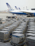 United Airlines Cargo Containers are Lined Up at Tokyo Narita Airport Photographic Print by Eightfish 