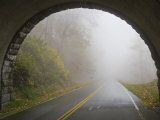 Thick Fog Creates Dangerous Driving Conditions on the Blue Ridge Parkway Photographic Print by Mike Theiss 