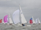 Etchells Sailboats Race Downwind in a Regatta on the Chesapeake Bay Photographie par Skip Brown
