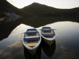 Boats on Lake-Filled Katanuma Crater in the Center of Narugo Volcano Photographic Print by Michael S. Yamashita