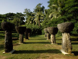 Stand of Ancient Traditional Micronesian Stone Carvings Fotografisk tryk af Paul Chesley Stand of Ancient Traditional Micronesian Stone Carvings Fotografisk tryk af Paul Chesley