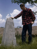 Man Stands Near Stone Marking Source of Potomac River's North Branch Photographie par Walter Meayers Edwards