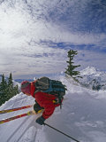 Out-Of-Bounds Skier on a Ridge in Front of Mount Baker Photographic Print by Gordon Wiltsie