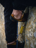 Close Up of a Team Member's Feet Wedged in a Crack in the Granite Photographic Print by Bobby Model