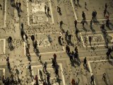 People and Pigeons Fill a Courtyard, Seen from Cathedral on the Square Photographie par Paul Chesley