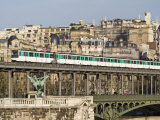 Paris Metro Crossing over the Seine River Photographic Print by Richard Nowitz