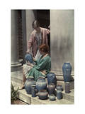 Two Newcomb Art Students Examine Some Ceramic Pots Photographic Print by Edwin L. Wisherd
