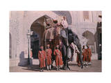 Royal Elephant Flanked by Guards Awaits the Maharaja Photographic Print by Franklin Price Knott