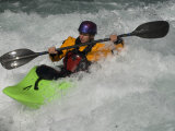 Kayaker Paddles in Waves on the Kananskis River, Near Calgary Photographic Print by Gordon Wiltsie