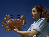 Woman Holds a Crab Caught in the Bay of Biscay Photographic Print by Luis Marden