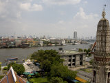 View of River and Cityscape from the Wat Arun Temple, Bangkok Photographic Print by Rebecca Hale