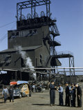 Miners Outside Shafthead Equip Visitors with Helmets and Head Lamps Photographie par Walter Meayers Edwards