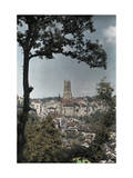 View of Weathered Buildings on the Hillsides of the Sarine River Photographic Print by Hans Hildenbrand