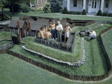 Men Attend Radio Interview on Grounds of Miniature Replica Fort Photographie par Walter Meayers Edwards