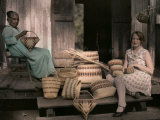 Ancestor of the Choctaws Sits Weaving Baskets with a Child Photographie par Edwin L. Wisherd