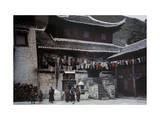 Red and Yellow Lamas in Front of Lamasery Visited on Rock Expedition Photographic Print by Dr. Joseph F. Rock