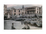 Three Boys Pose by the Island's Harbor, Where the Fishing Fleet Rests Photographic Print by Wilhelm Tobien