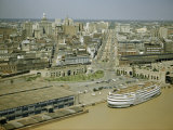 Aerial View of New Orleans Looking Up Canal Street from Mississippi Lámina fotográfica por Justin Locke