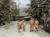 Buddhist Novices Stroll Along the Village Roads Photographie par W. Robert Moore