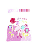 Pink Mouse with Flowers Poster