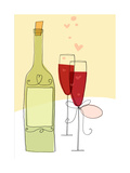 Pink Champagne with Hearts Prints