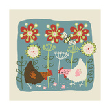 Brown and White Hens Art