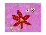 Bees with Red Flower Affiches