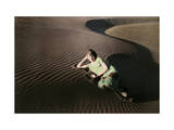 Woman Poses in Rippled Sand Dunes Near Crescent City Photographic Print by Charles Martin