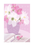 Bouquet with Open Book Prints
