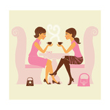 Girlfriends Talk over Coffee Posters