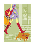 Lady Shopping with Pug Prints