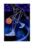 Basketball Player on Blue Photographie