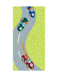 Race Car Drivers on Winding Road Posters