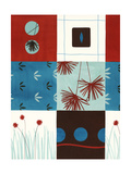 Red and Blue Floral Squares Láminas