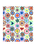Hearts and Flowers in Circles Póster