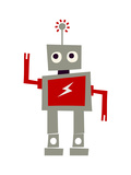 Robot with Red Lightning Art