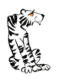 Retro Black and White Tiger Kunstdrucke