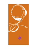 Headphones on Orange Background Poster