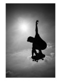 Skateboarder in Black and White Posters