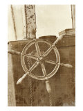 Sepia Ship's Wheel II Lámina giclée por Vision Studio