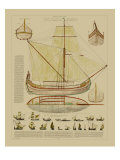 Antique Ship Plan I Lámina giclée por Vision Studio