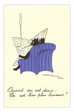 French Black Cats Reading Newspaper Poster