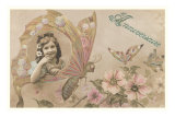 Anniversaire, Victorian Girl in Butterfly Wing Prints