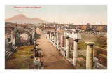 Forum in Pompeii, Vesuvius in Background Poster Forum in Pompeii, Vesuvius in Background Poster