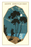 Happy Anniversary, Couple on Beach Poster
